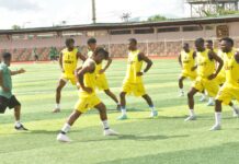 Training ahead of Akwa United vs Sporting Lagos NPFL game on Sunday