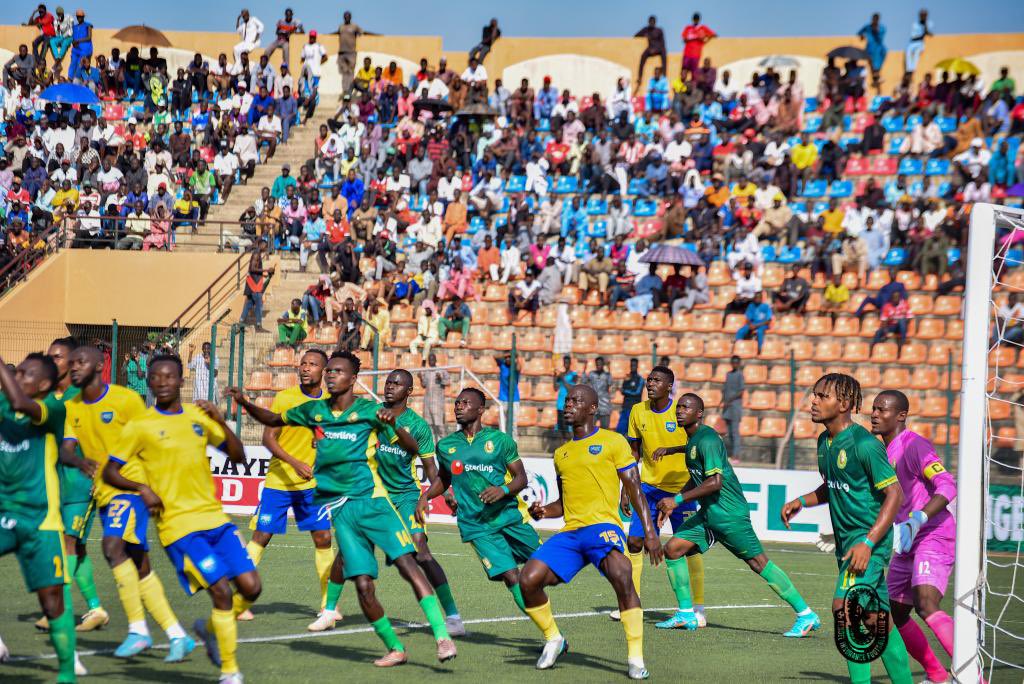 Players in action in the Nigeria Professional Football League insurance lose ground to Enugu Rangers