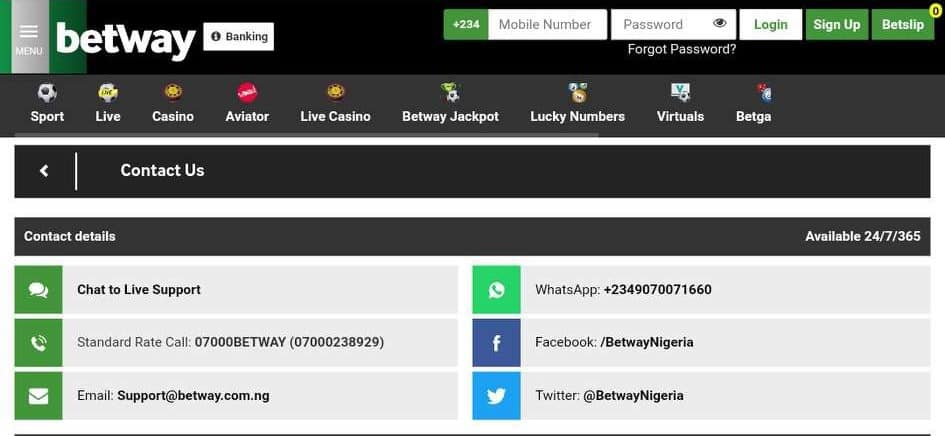 betway contact details