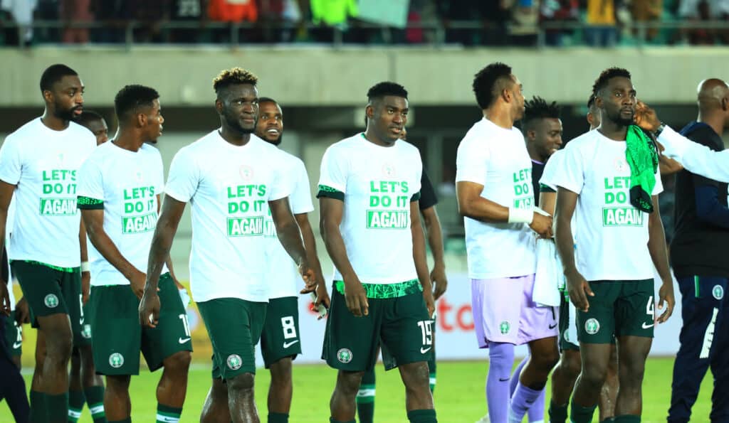 Nigeria players celebrate victory and qualification after during the 2023 Africa Cup of Nations Qualifiers