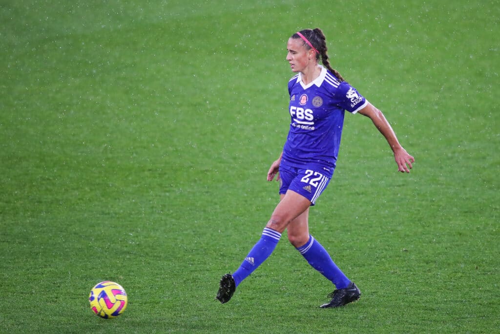 Ashleigh Plumptre in action for Leicester City