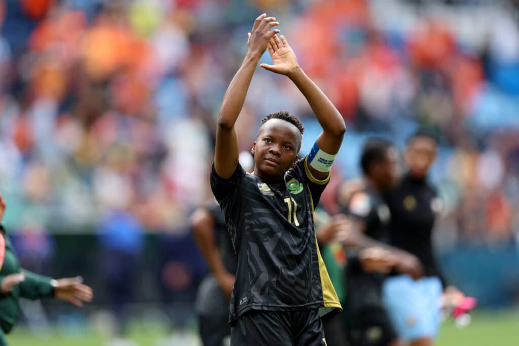 Thembi Kgatlana (South Africa) gestures during the Round of 16 - FIFA Women's World Cup