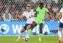 Asisat Oshoala against the Lionesses in the FIFA Women's World Cup 2023