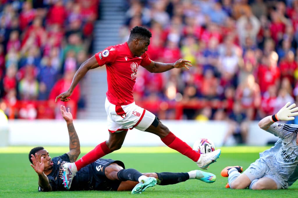 Nottingham Forest's Taiwo Awoniyi scoring