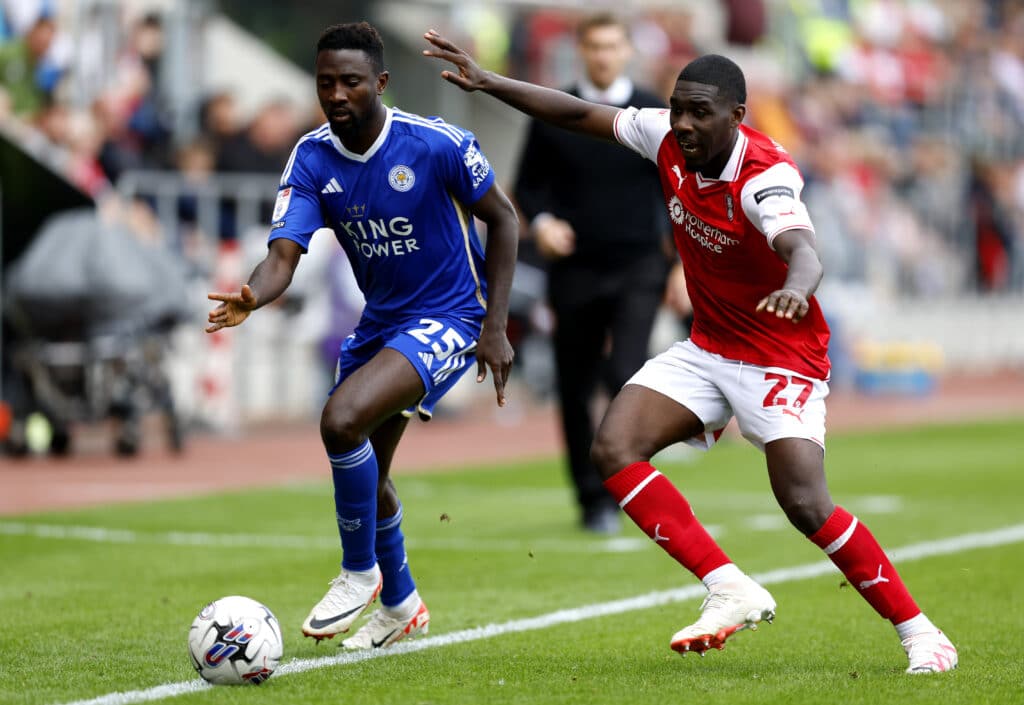 Wilfred Ndidi takes on a Rotherham player