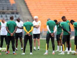 South Africa players during Bafana Bafana training and press conference at FNB Stadium