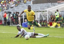 Innocent Maela in action for Bafana Bafana