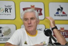 Coach of Bafana Bafana Hugo Broos during a press conference