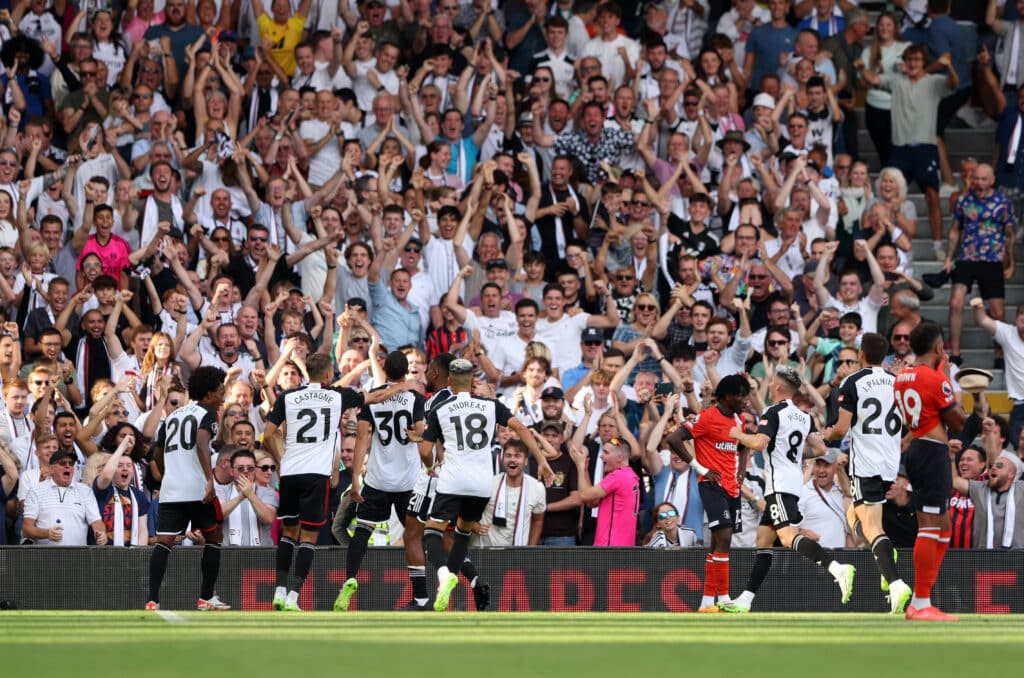 Fulham's Carlos Vinicius celebrates scoring their side's first goal of the game