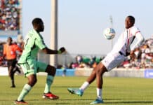 Action during the CAF Champions League 2023/24 game: Orlando Pirates vs Jwaneng Galaxy