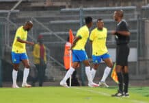 Mamelodi Sundowns players celebrate goal