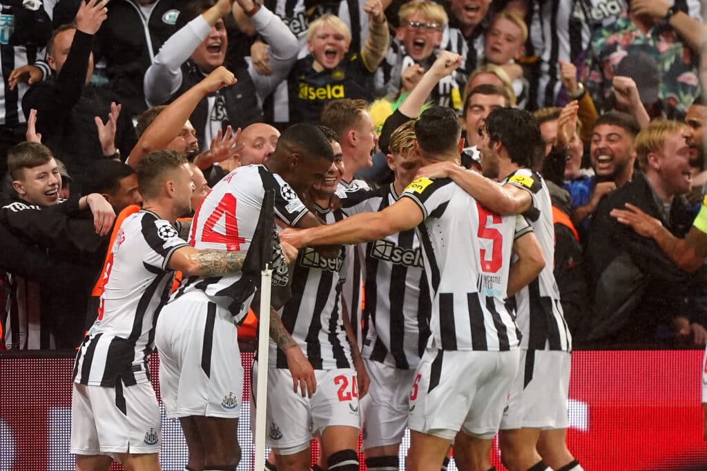 Newcastle United's Miguel Almiron celebrates scoring 