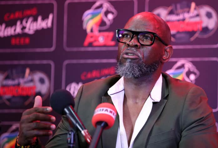 Former Mamelodi Sundowns coach, Steve Komphela in a press conference