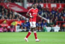 Taiwo Awoniyi #9 of Nottingham Forest during the Premier League