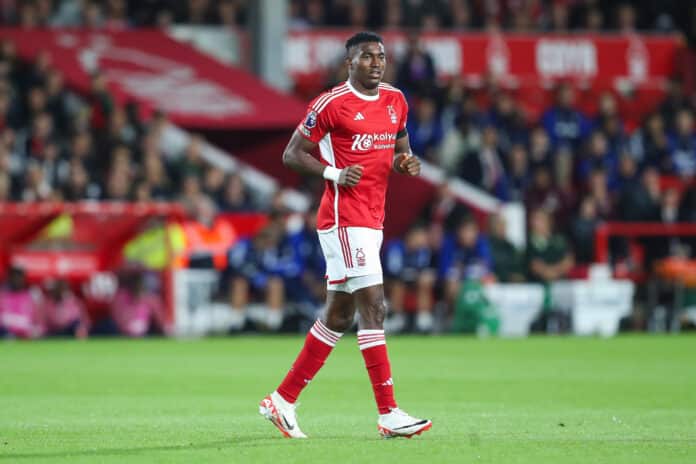 Taiwo Awoniyi #9 of Nottingham Forest during the Premier League