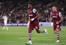 West Ham vs Sheffield United: Mohammed Kudus of West Ham United celebrates his teams first goal