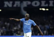 Victor Osimhen of SSC Napoli gestures during the Champions League
