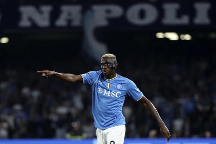 Victor Osimhen of SSC Napoli gestures during the Champions League