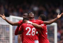 Taiwo Awoniyi of Nottingham Forest celebrates after scoring the opening goal