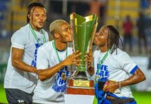 Enyimba celebrate winning the NPFL