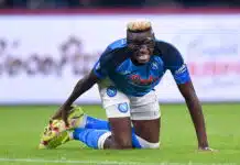 Victor Osimhen of SSC Napoli lies down injured during the Serie A